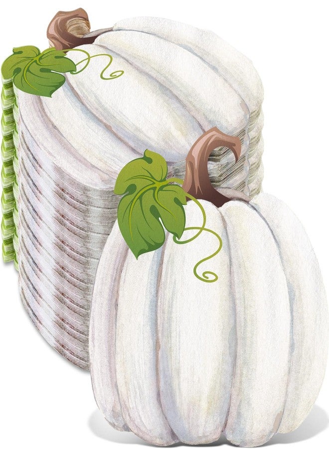 مارسبارك مناديل ورقية من مارسبارك، 100 قطعة، بنقشة اليقطين، مثالية لعيد الشكر، ولتزيين موائد الضيوف في موسم الحصاد والهالوين، ولحفلات الغداء والعشاء، ولتزيين الطاولات (أبيض). - Image 1